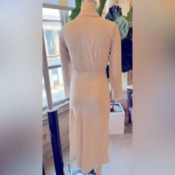 Showpo Annisa Tie Front Collared Midi Dress in Champagne - Picture 6 of 9